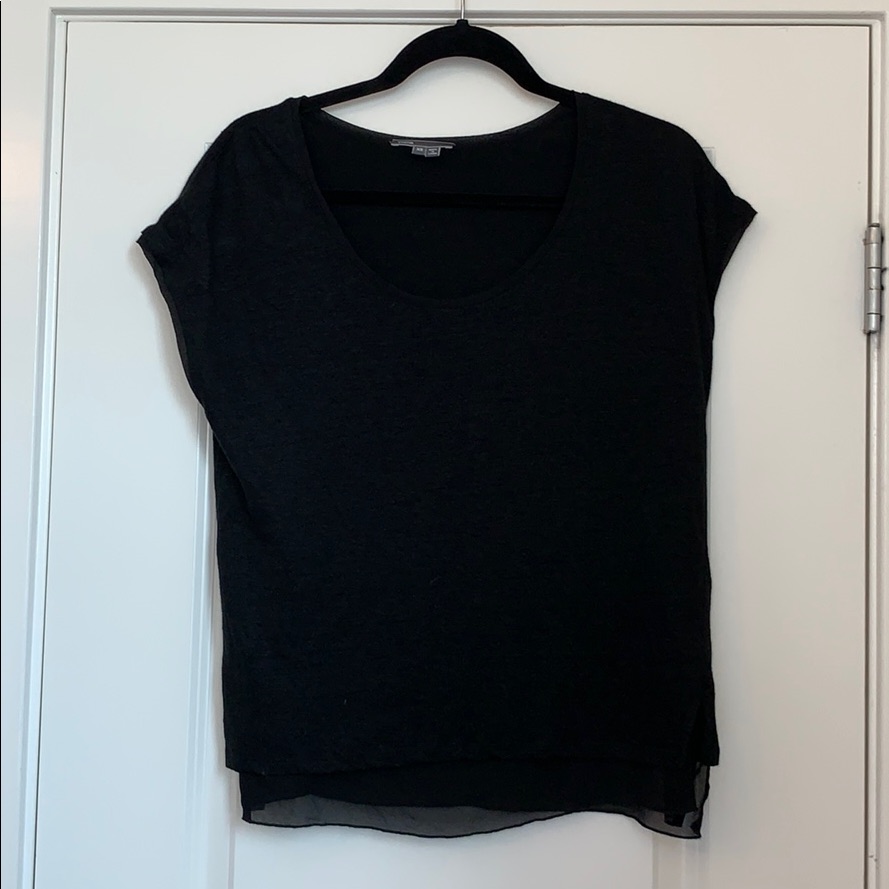 Vince Double Layered Shortsleeved Linen & Silk Tee
